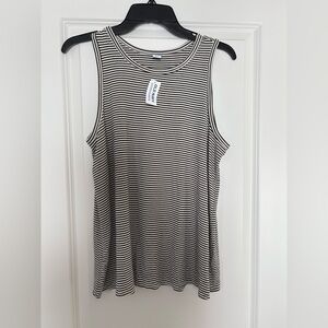 NWT old navy black & white striped layering tank top medium soft basic crewneck
